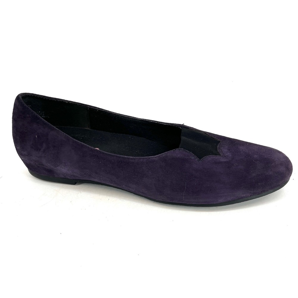 Munro American Women's Purple Suede Scalloped Ballet Flats‎ 11.5